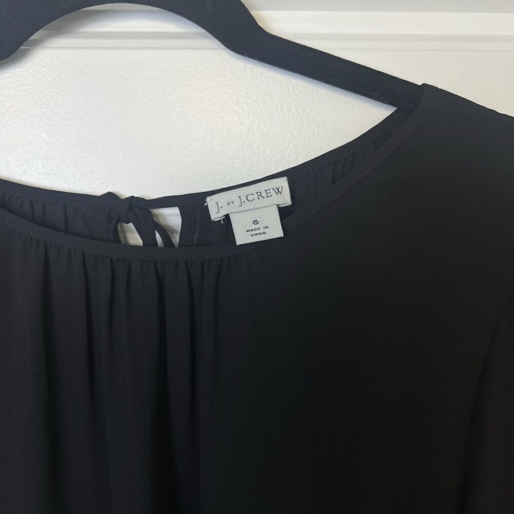 J. Crew Long Sleeve Sheer Black Blouse Size 6 - Picture 2 of 4